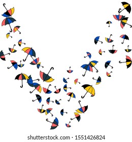 Pretty summer background with umbrellas. Umbrellas In Cartoon Free Style. Pattern Art Illustration Vector
