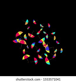 Pretty summer background with umbrellas. Umbrellas In Cartoon Free Style. Pattern Art Illustration Vector
