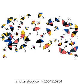 Pretty summer background with umbrellas. Umbrellas In Cartoon Free Style. Pattern Art Illustration Vector
