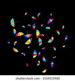 Pretty summer background with umbrellas. Umbrellas In Cartoon Free Style. Pattern Art Illustration Vector
