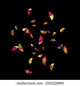 Pretty summer background with umbrellas. Umbrellas In Cartoon Free Style. Pattern Art Illustration Vector
