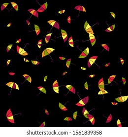 Pretty summer background with umbrellas. Umbrellas In Cartoon Free Style. Pattern Art Illustration Vector
