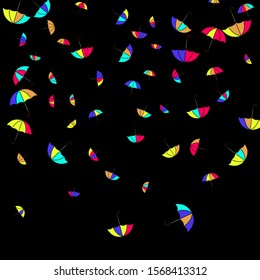 Pretty summer background with umbrellas. Umbrellas In Cartoon Free Style. Pattern Art Illustration Vector
