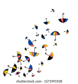 Pretty summer background with umbrellas. Umbrellas In Cartoon Free Style. Pattern Art Illustration Vector
