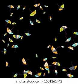 Pretty summer background with umbrellas. Umbrellas In Cartoon Free Style. Pattern Art Illustration Vector
