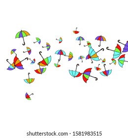 Pretty summer background with umbrellas. Umbrellas In Cartoon Free Style. Pattern Art Illustration Vector
