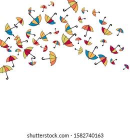 Pretty summer background with umbrellas. Umbrellas In Cartoon Free Style. Pattern Art Illustration Vector
