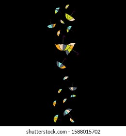 Pretty summer background with umbrellas. Umbrellas In Cartoon Free Style. Pattern Art Illustration Vector
