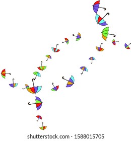 Pretty summer background with umbrellas. Umbrellas In Cartoon Free Style. Pattern Art Illustration Vector
