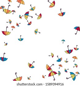 Pretty summer background with umbrellas. Umbrellas In Cartoon Free Style. Pattern Art Illustration Vector
