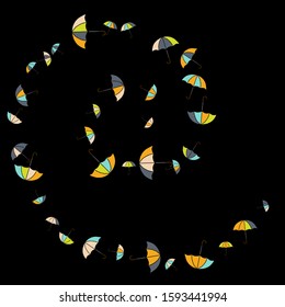 Pretty summer background with umbrellas. Umbrellas In Cartoon Free Style. Pattern Art Illustration Vector
