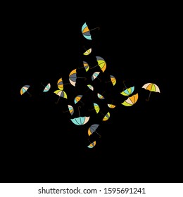 Pretty summer background with umbrellas. Umbrellas In Cartoon Free Style. Pattern Art Illustration Vector
