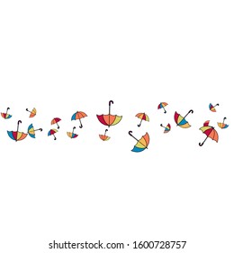 Pretty summer background with umbrellas. Umbrellas In Cartoon Free Style. Pattern Art Illustration Vector
