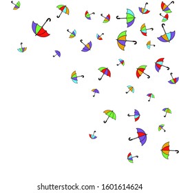 Pretty summer background with umbrellas. Umbrellas In Cartoon Free Style. Pattern Art Illustration Vector
