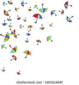 Pretty summer background with umbrellas. Umbrellas In Cartoon Free Style. Pattern Art Illustration Vector
