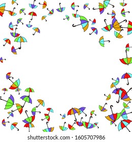 Pretty summer background with umbrellas. Umbrellas In Cartoon Free Style. Pattern Art Illustration Vector
