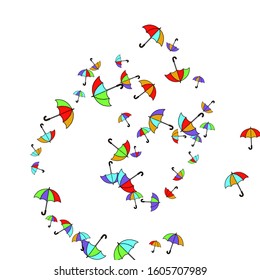 Pretty summer background with umbrellas. Umbrellas In Cartoon Free Style. Pattern Art Illustration Vector
