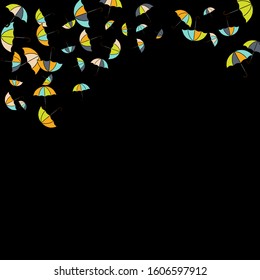 Pretty summer background with umbrellas. Umbrellas In Cartoon Free Style. Pattern Art Illustration Vector
