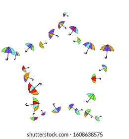 Pretty summer background with umbrellas. Umbrellas In Cartoon Free Style. Pattern Art Illustration Vector
