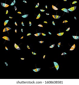 Pretty summer background with umbrellas. Umbrellas In Cartoon Free Style. Pattern Art Illustration Vector
