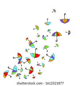 Pretty summer background with umbrellas. Umbrellas In Cartoon Free Style. Pattern Art Illustration Vector
