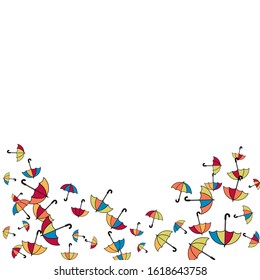 Pretty summer background with umbrellas. Umbrellas In Cartoon Free Style. Pattern Art Illustration Vector
