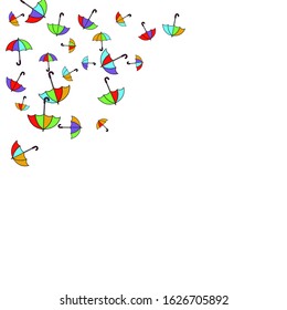 Pretty summer background with umbrellas. Umbrellas In Cartoon Free Style. Pattern Art Illustration Vector
