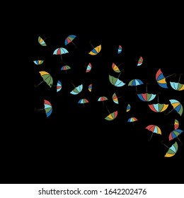 Pretty summer background with umbrellas. Umbrellas In Cartoon Free Style. Pattern Art Illustration Vector
