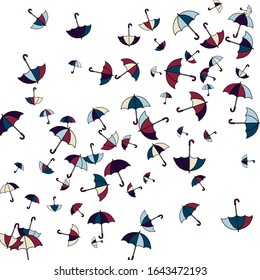 Pretty summer background with umbrellas. Umbrellas In Cartoon Free Style. Pattern Art Illustration Vector

