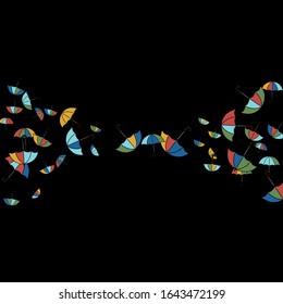 Pretty summer background with umbrellas. Umbrellas In Cartoon Free Style. Pattern Art Illustration Vector
