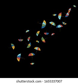 Pretty summer background with umbrellas. Umbrellas In Cartoon Free Style. Pattern Art Illustration Vector
