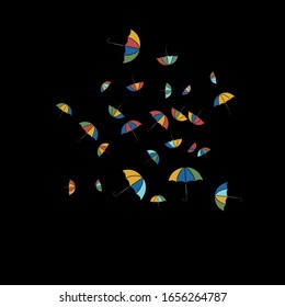 Pretty summer background with umbrellas. Umbrellas In Cartoon Free Style. Pattern Art Illustration Vector

