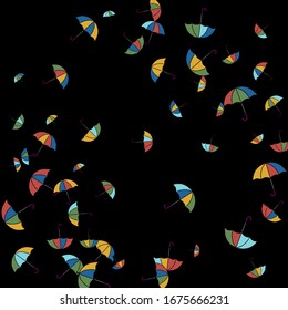 Pretty summer background with umbrellas. Umbrellas In Cartoon Free Style. Pattern Art Illustration Vector
