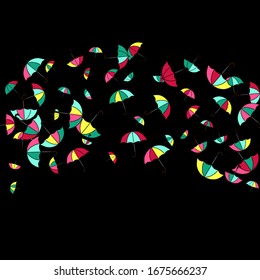 Pretty summer background with umbrellas. Umbrellas In Cartoon Free Style. Pattern Art Illustration Vector
