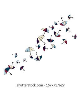 Bonito fondo de verano con paraguas. Sombrillas De Estilo Libre De Dibujos. Vector de ilustración de patrón
