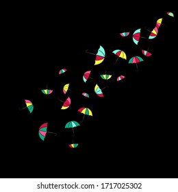 Pretty summer background with umbrellas. Umbrellas In Cartoon Free Style. Pattern Art Illustration Vector

