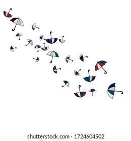 Pretty summer background with umbrellas. Umbrellas In Cartoon Free Style. Pattern Art Illustration Vector
