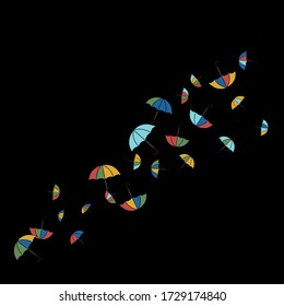 Pretty summer background with umbrellas. Umbrellas In Cartoon Free Style. Pattern Art Illustration Vector
