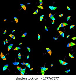 Pretty summer background with umbrellas. Umbrellas In Cartoon Free Style. Pattern Art Illustration Vector
