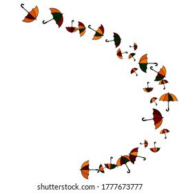 Pretty summer background with umbrellas. Umbrellas In Cartoon Free Style. Pattern Art Illustration Vector
