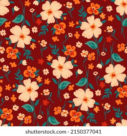 Bonito fondo fluido de verano con flores pequeñas