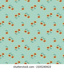 Bonito patrón de repetición de girasol con puntos de polka y un ambiente vintage pero moderno.