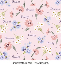 Pretty sweet decorative colorful Daisies pattern botanical print