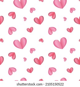 Patrón bastante dulce con los corazones rosados sobre un fondo blanco. Patrón sin problemas para el Día de San Valentín.