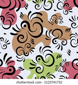 Pretty swirl abstract pattern on colored background