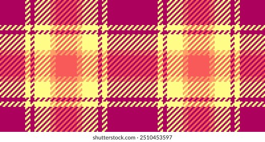 Vetor de verificação de textura bonita, identidade xadrez tartan sem costura. Padrão de tecido britânico fundo têxtil em cor rosa e amarelo paleta de cores.