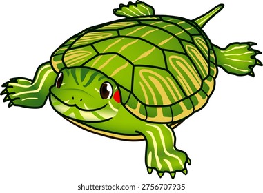 Pretty turtle illustraion 'Red-eared slider' vector format.