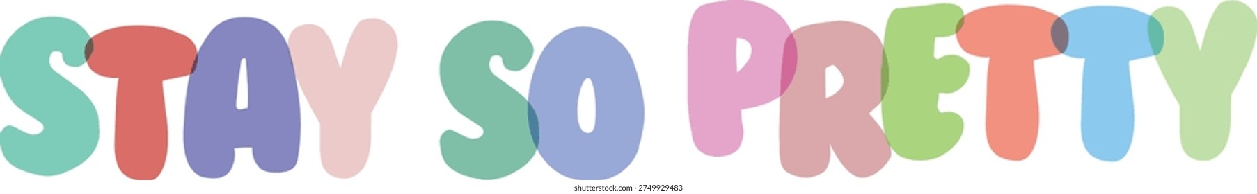 Pretty typography in bubbly letters with soft pastel shades. Cute and charming design for feminine appeal. Ideal for beauty products, fashion, and stylish graphic creations.