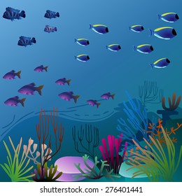 pretty underwater environment with colorful vegetation. eps10 image