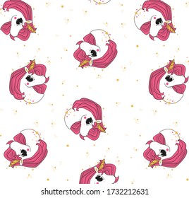 Pretty Unicorn seamless pattern for textile print or other design